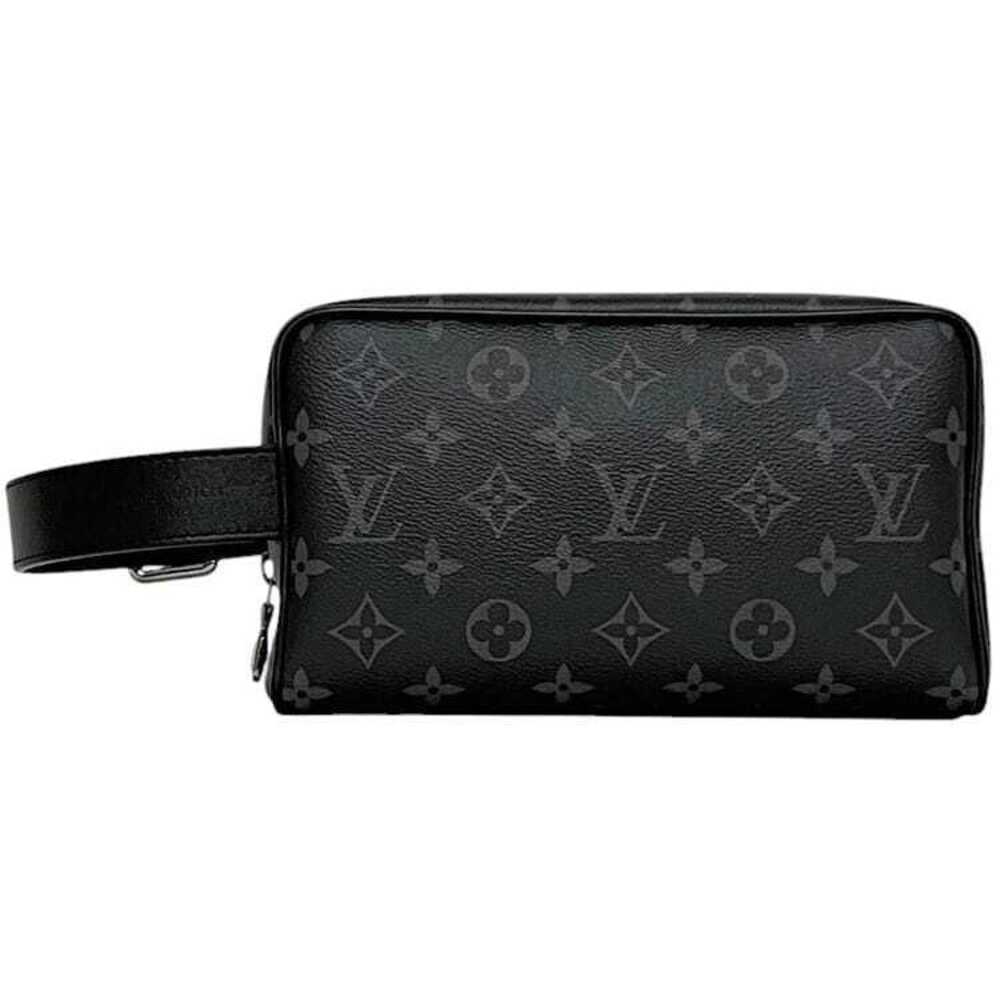 Louis Vuitton Locker Dopp Clutch Bag Black Monogram Eclipse Black Shoulder Strap